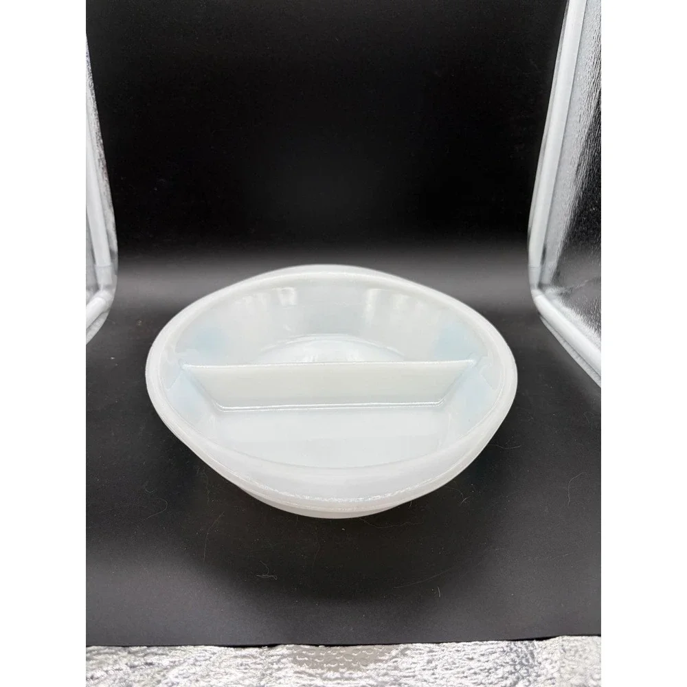 Vintage Glassbake Blue Thistle Divided Serving Dish‎